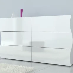 Comò 155x82h cm 6 cassetti moderno bianco lucido Sea Gihome®