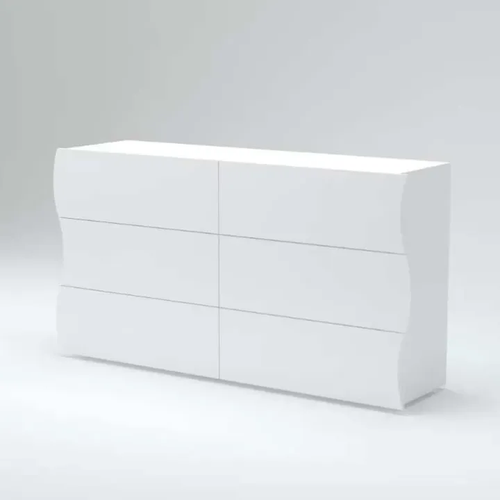 Comò 155x82h cm 6 cassetti moderno bianco lucido Sea Gihome®