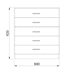 Comò 80x92h cm 5 cassetti moderno rovere sonoma Saviano