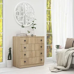 Comò 70x73h cm 4 cassetti moderno rovere sonoma Estelle