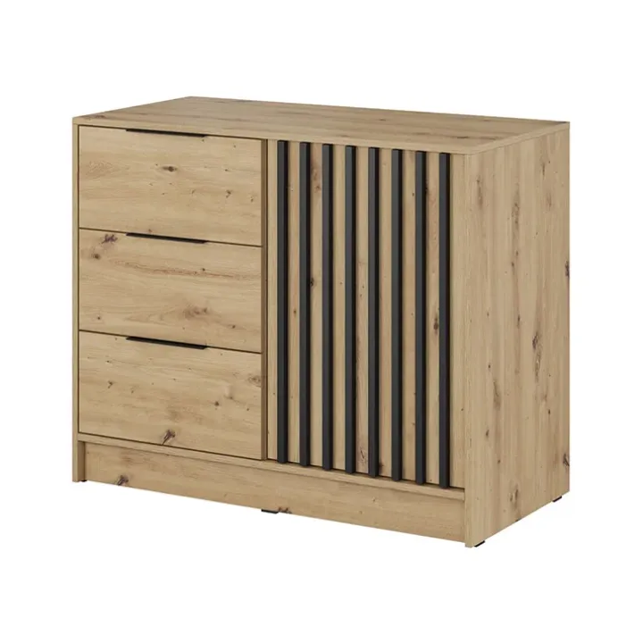 Comò 105x86h cm con cassetti moderno quercia nero Miller