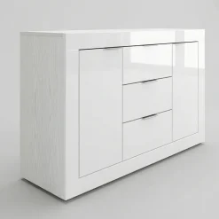 Comò 120x80h cm moderno bianco lucido Alina