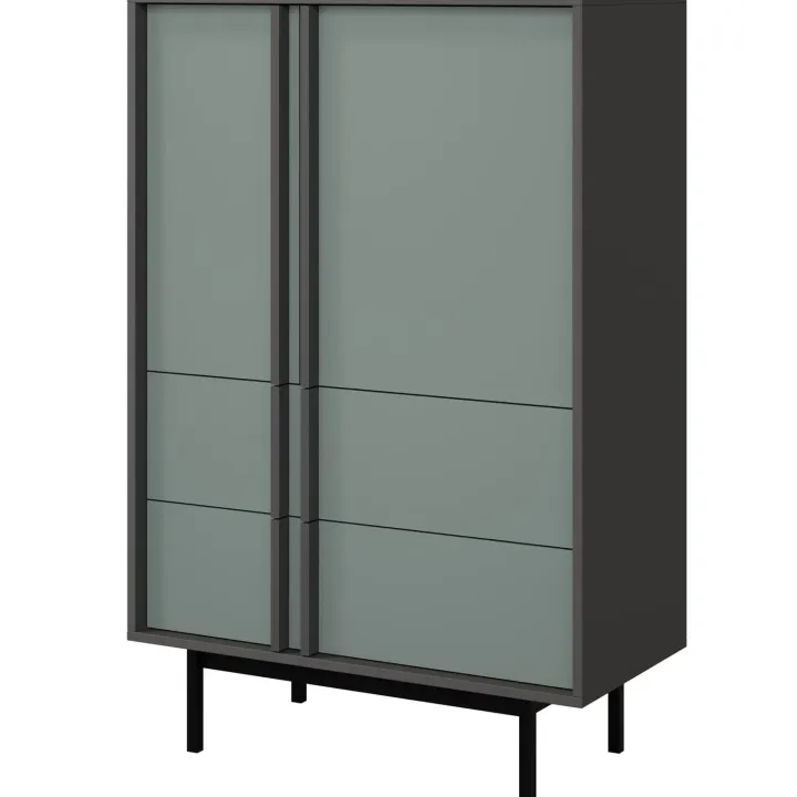 Credenza alta 83x127 cm 2 ante 2 cassetti antracite verde Essenzia