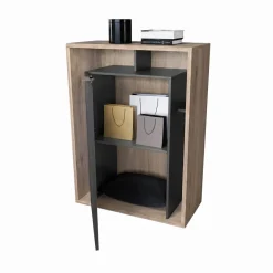 Credenza alta 85x116hcm 1 anta e vani a vista cannettato rovere nero Savona