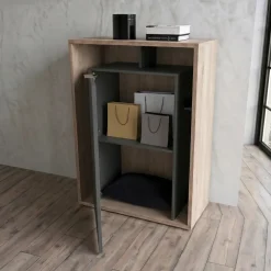 Credenza alta 85x116hcm 1 anta e vani a vista cannettato rovere nero Savona