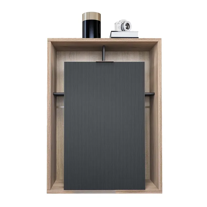 Credenza alta 85x116hcm 1 anta e vani a vista cannettato rovere nero Savona