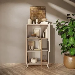 Credenza alta 81x154h cm 2 ante beige rovere chiaro Witty