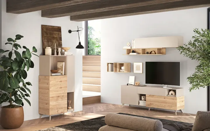 Credenza alta 81x154h cm 2 ante beige rovere chiaro Witty