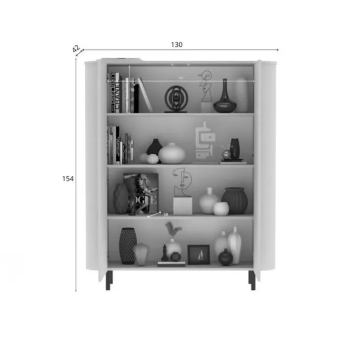 Credenza alta 130x154h cm 2 ante beige cashmere Lucrezia