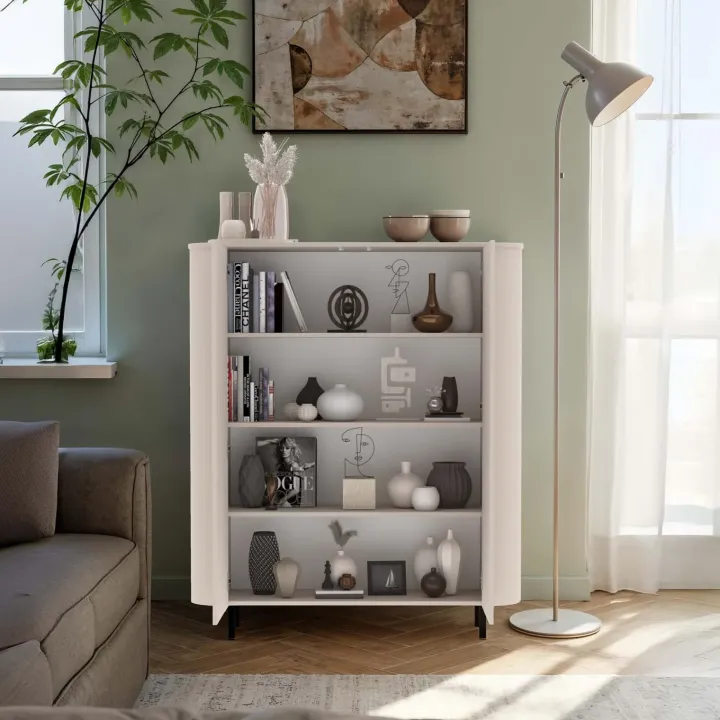 Credenza alta 130x154h cm 2 ante beige cashmere Lucrezia