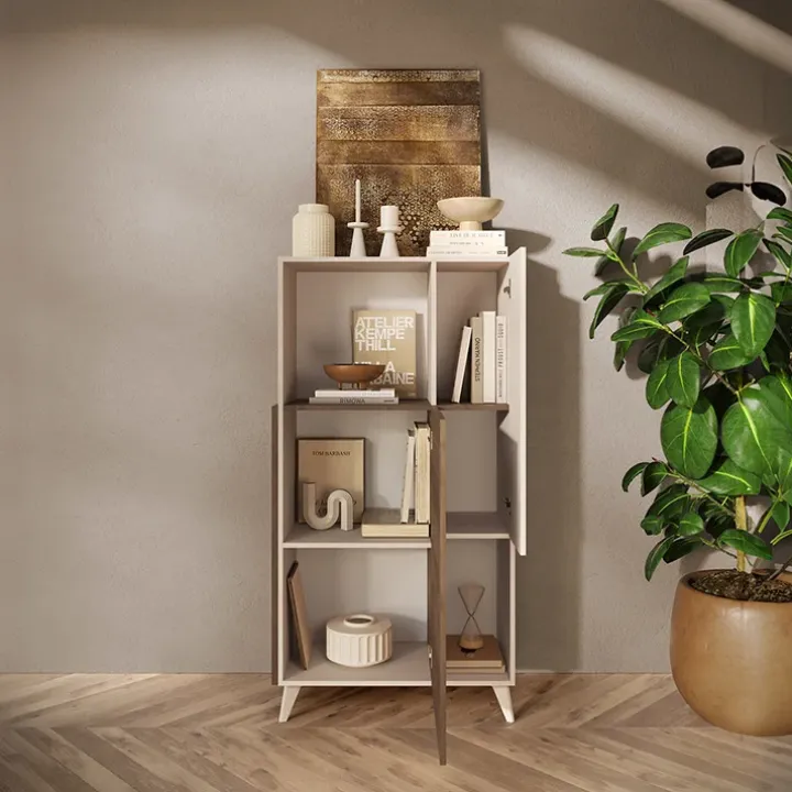 Credenza alta 81x154h cm 2 ante beige rovere scuro Witty