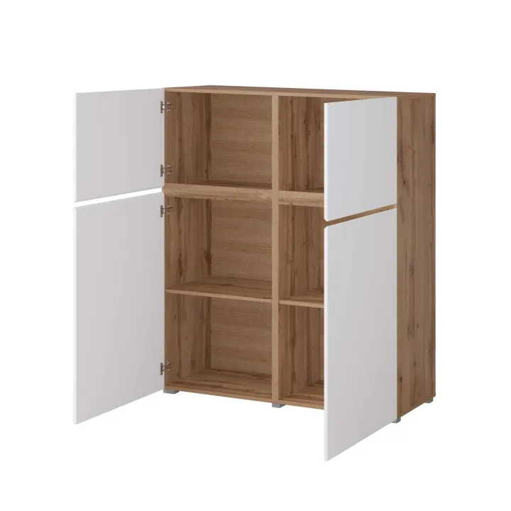 Credenza alta 120x139h cm 4 ante bianco rovere Lolla