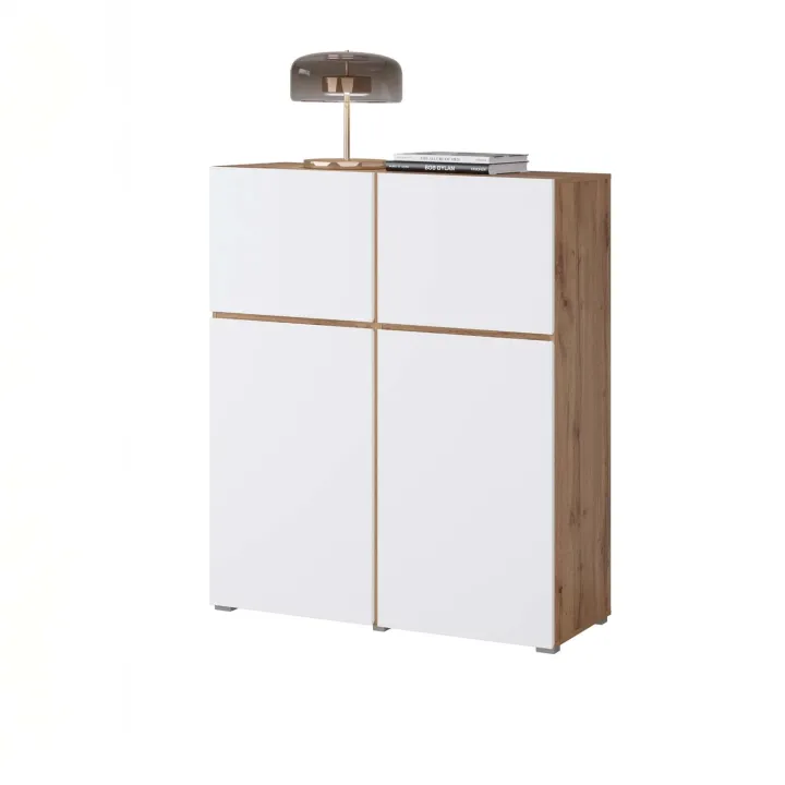 Credenza alta 120x139h cm 4 ante bianco rovere Lolla