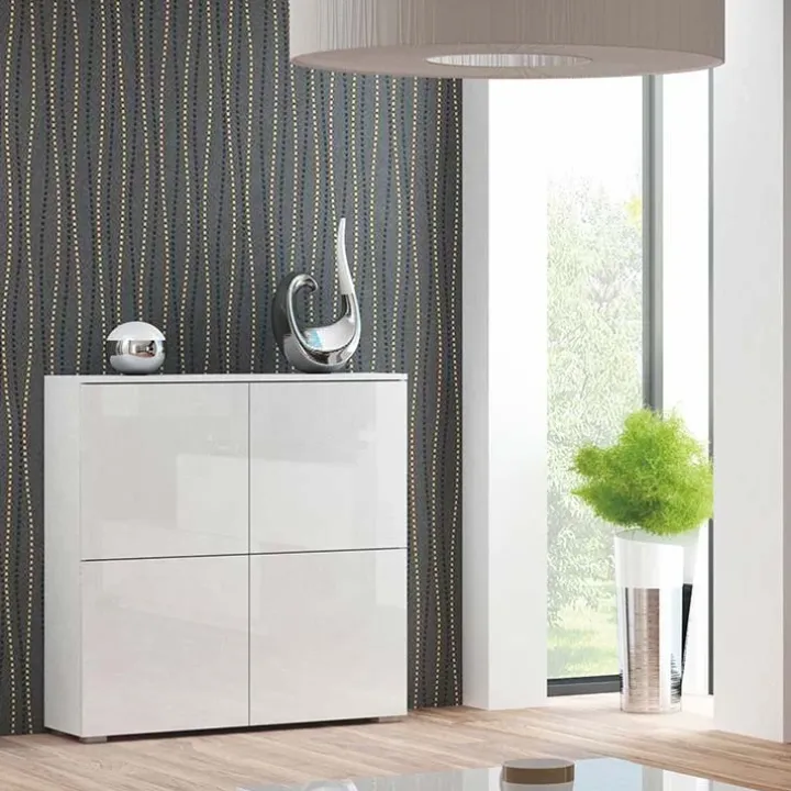 Credenza alta 100x100h cm 4 ante bianco lucido Momo