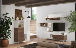 Credenza alta 81x154h cm 2 ante bianco lucido rovere scuro Witty
