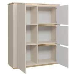 Credenza alta 106x131h cm 4 ante cannettato beige cashmere oro Gatsby