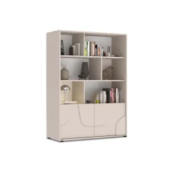 Credenza alta 105x141h cm 2 ante con vani a vista design in rilievo beige cashmere Sonia