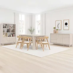 Credenza alta 105x155h cm 2 ante con vani a vista design in rilievo con piedini beige cashmere Sonia