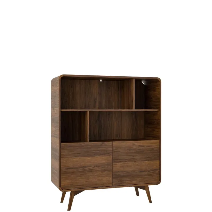 Credenza alta 108x130h cm 2 ante e vani a vista rovere scuro Walden