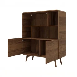 Credenza alta 108x130h cm 2 ante e vani a vista rovere scuro Walden