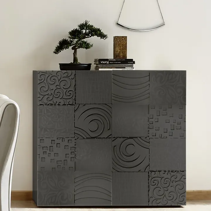 Credenza alta 121x111h cm 2 ante grigio con serigrafia Paradise