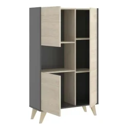 Credenza alta 81x135h cm 3 ante moderna rovere grafite Elmer