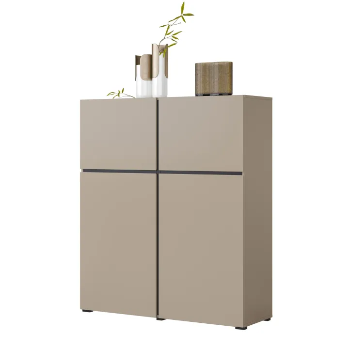 Credenza alta 120x139h cm 4 ante moderna tortora nero Lolla