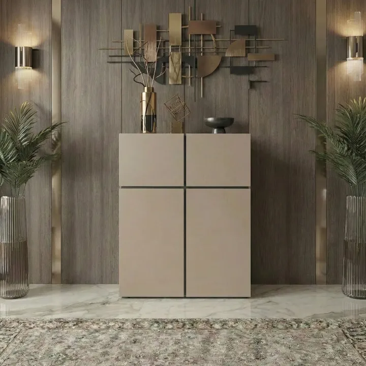 Credenza alta 120x139h cm 4 ante moderna tortora nero Lolla