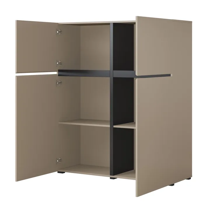 Credenza alta 120x139h cm 4 ante moderna tortora nero Lolla