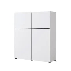 Credenza alta 120x139h cm 4 ante moderna bianco opaco nero Lolla