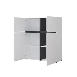 Credenza alta 120x139h cm 4 ante moderna bianco opaco nero Lolla