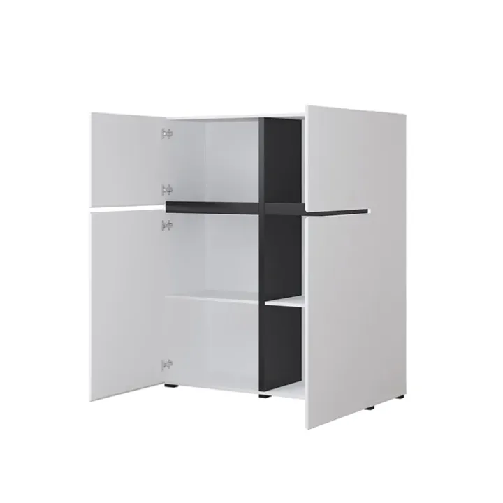 Credenza alta 120x139h cm 4 ante moderna bianco opaco nero Lolla