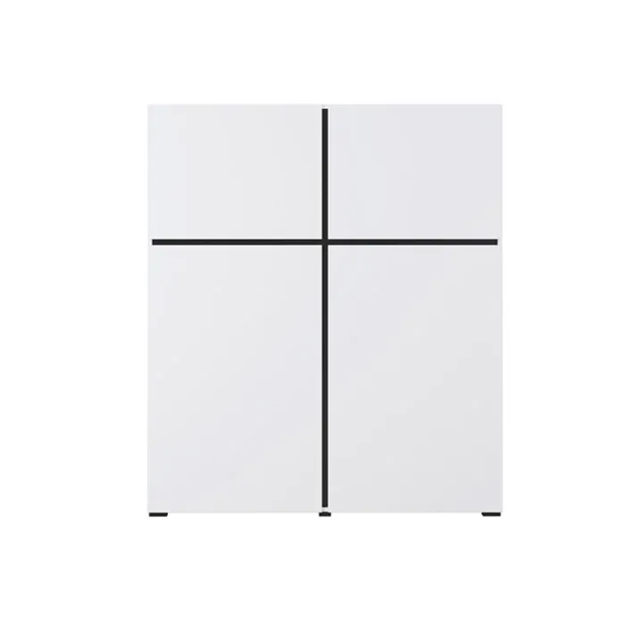 Credenza alta 120x139h cm 4 ante moderna bianco opaco nero Lolla