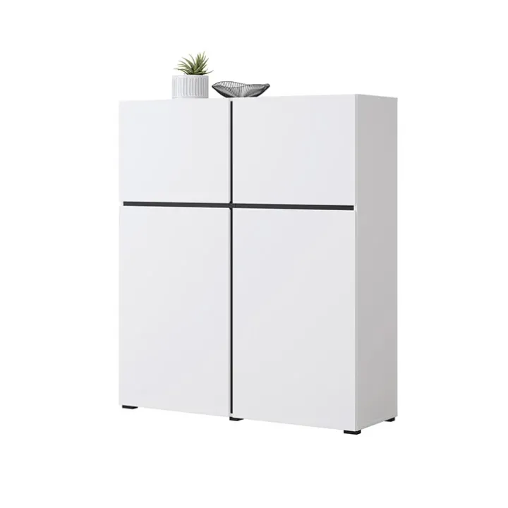 Credenza alta 120x139h cm 4 ante moderna bianco opaco nero Lolla