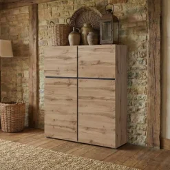 Credenza alta 120x139h cm 4 ante moderna rovere nero Lolla