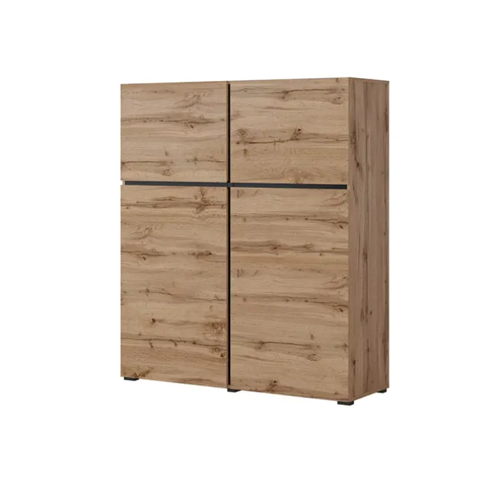 Credenza alta 120x139h cm 4 ante moderna rovere nero Lolla