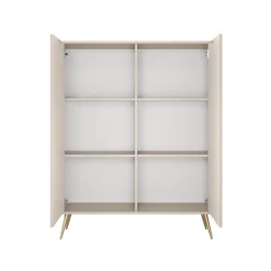 Credenza alta 113x134h cm 2 ante soggiorno beige cannettato Ramis