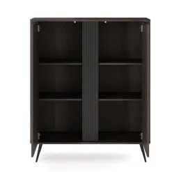Credenza alta 113x134h cm 2 ante soggiorno wengè nero Vesper