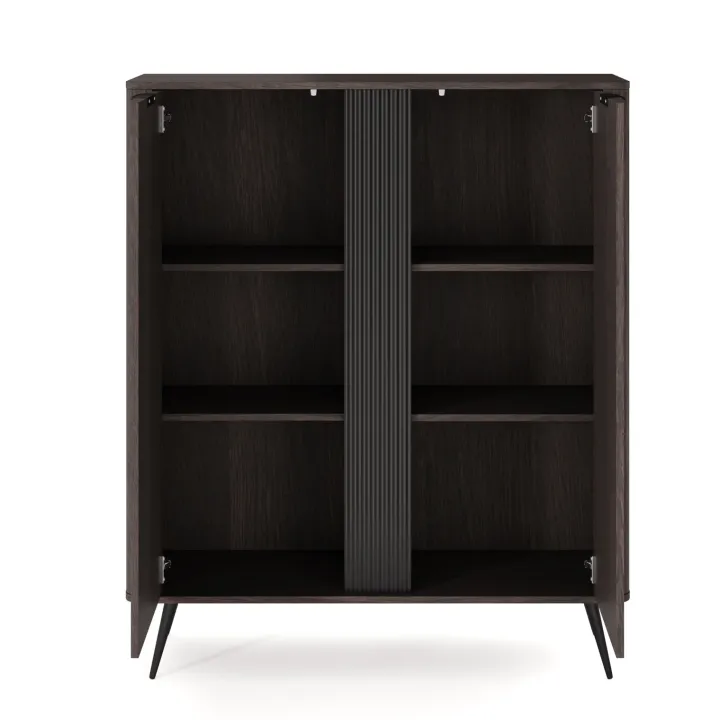 Credenza alta 113x134h cm 2 ante soggiorno wengè nero Vesper