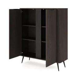 Credenza alta 113x134h cm 2 ante soggiorno wengè nero Vesper