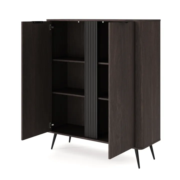 Credenza alta 113x134h cm 2 ante soggiorno wengè nero Vesper