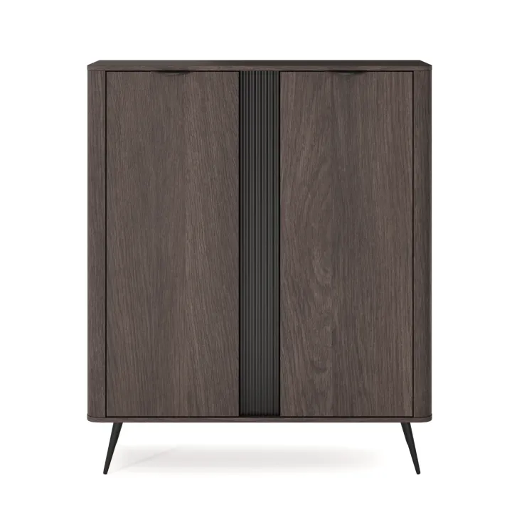 Credenza alta 113x134h cm 2 ante soggiorno wengè nero Vesper