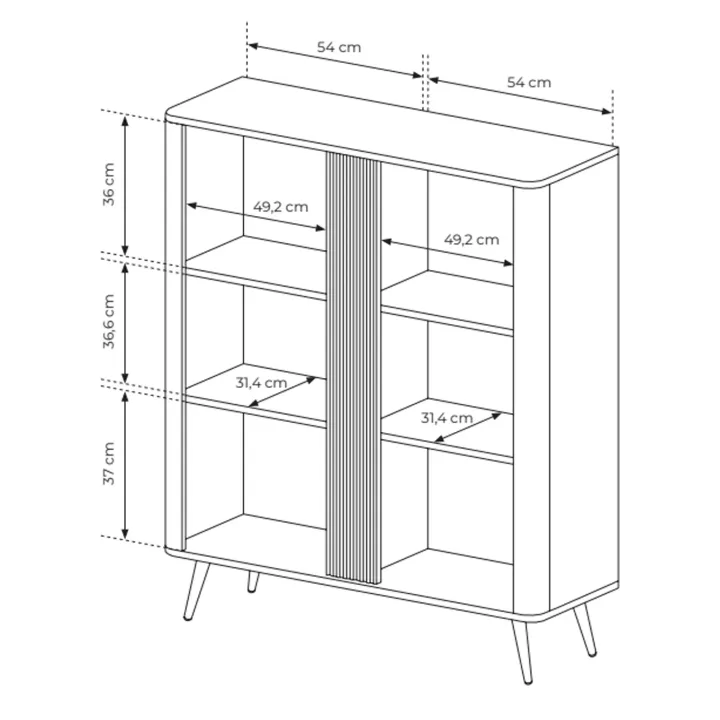 Credenza alta 113x134h cm 2 ante soggiorno wengè nero Vesper