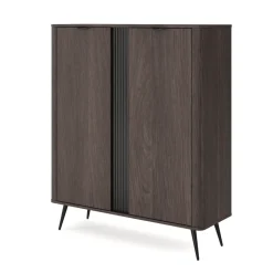 Credenza alta 113x134h cm 2 ante soggiorno wengè nero Vesper