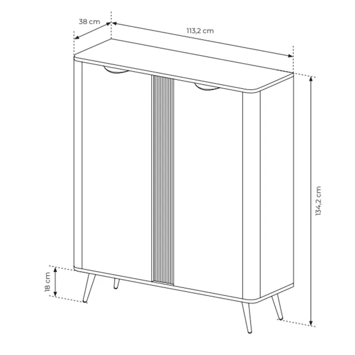 Credenza alta 113x134h cm 2 ante soggiorno wengè nero Vesper