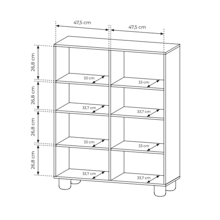 Credenza alta 100x125h cm 4 ante soggiorno rovere chiaro Mellow
