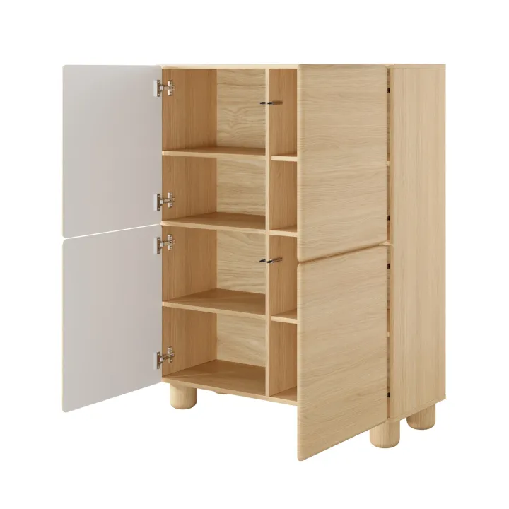 Credenza alta 100x125h cm 4 ante soggiorno rovere chiaro Mellow