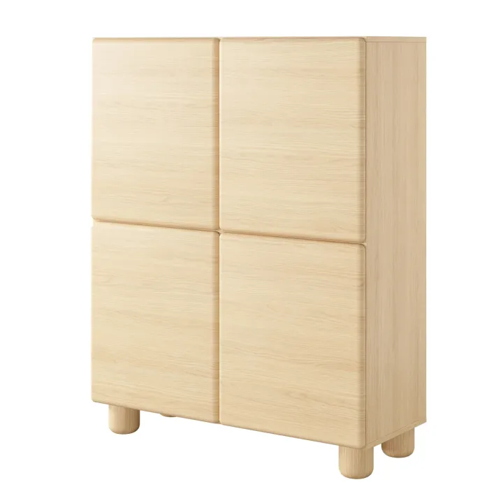 Credenza alta 100x125h cm 4 ante soggiorno rovere chiaro Mellow
