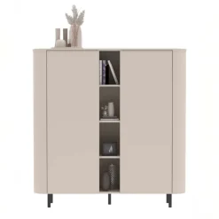 Credenza alta 150x154h cm 2 ante 4 vani a giorno beige cashmere Lucrezia