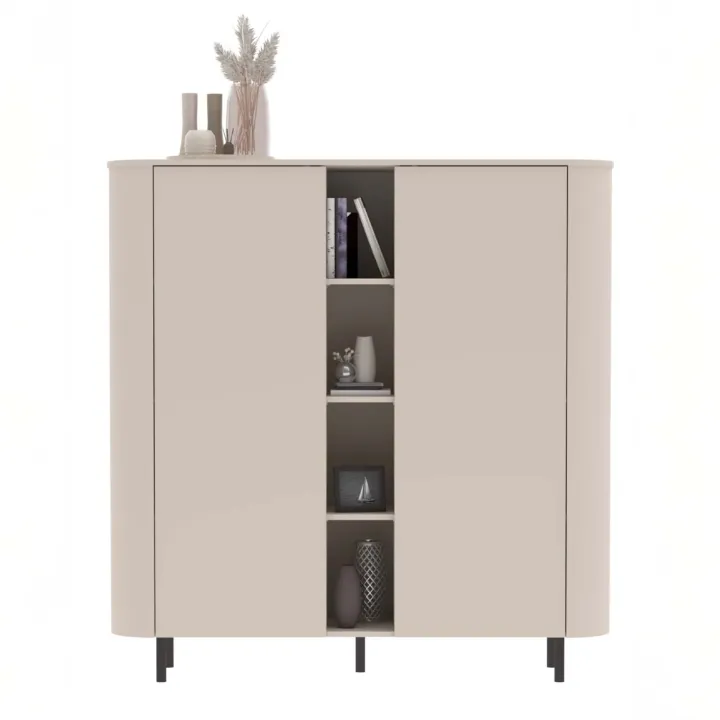 Credenza alta 150x154h cm 2 ante 4 vani a giorno beige cashmere Lucrezia